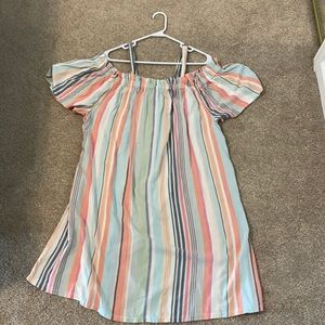 NWOT- 1X Striped Peek-a-Boo Shoulder Dress